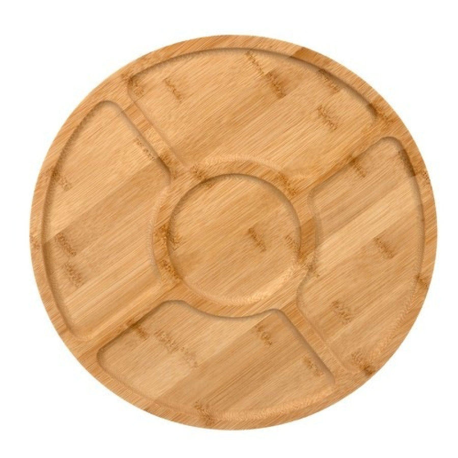 Platou Rotativ Din Bambus Cu 5 Compartimente, 33 x 4 cm