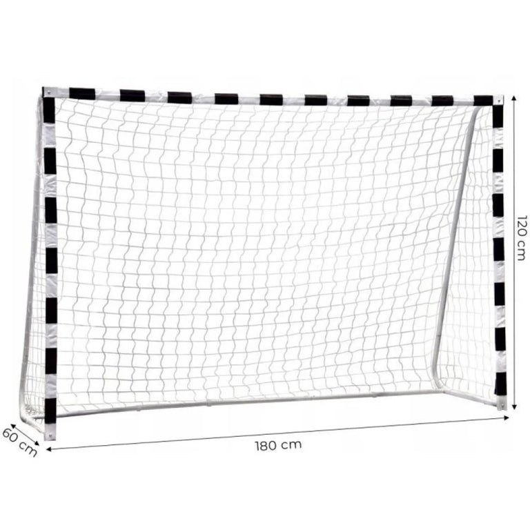 Poartă de Fotbal 180 x 120 cm cu Plasă Rezistentă și Sistem de Fixare la Sol