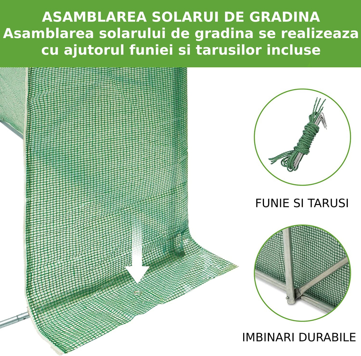 Folie sera polietilena cu insertie de plasa, cu ferestre de aerisire, verde, 4 x 2.5 m