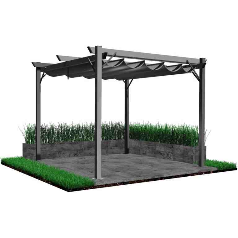 Pergolă din Aluminiu pentru Grădină 295x295 cm cu Copertină Gri - MAXY