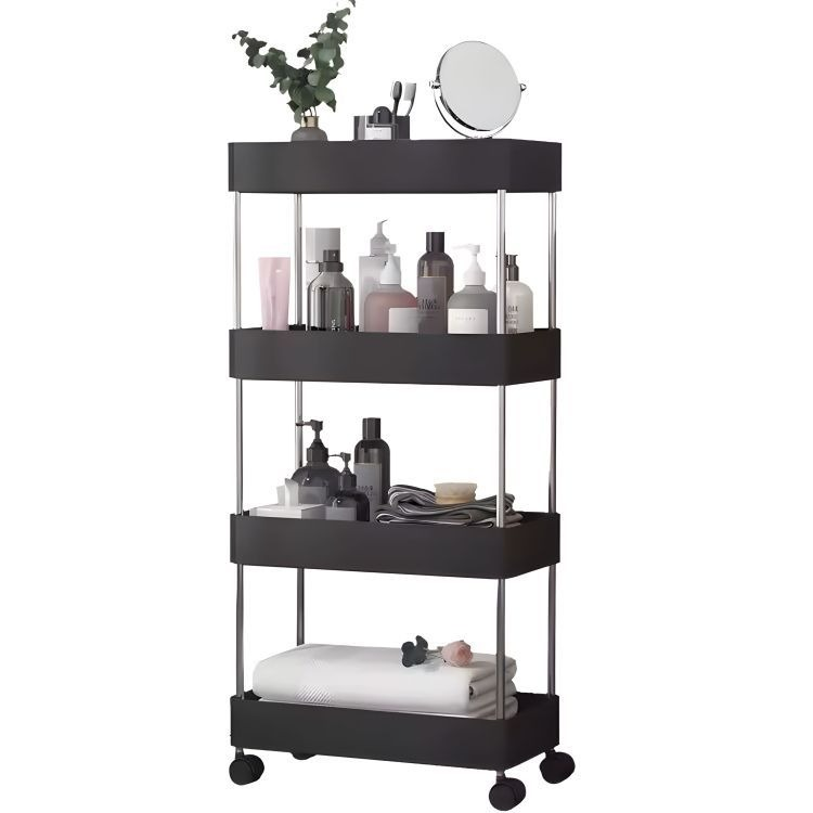 Raft de Depozitare Mobil cu 4 Polițe, Organizator Îngust 85x12,5x38,5cm - MAXY