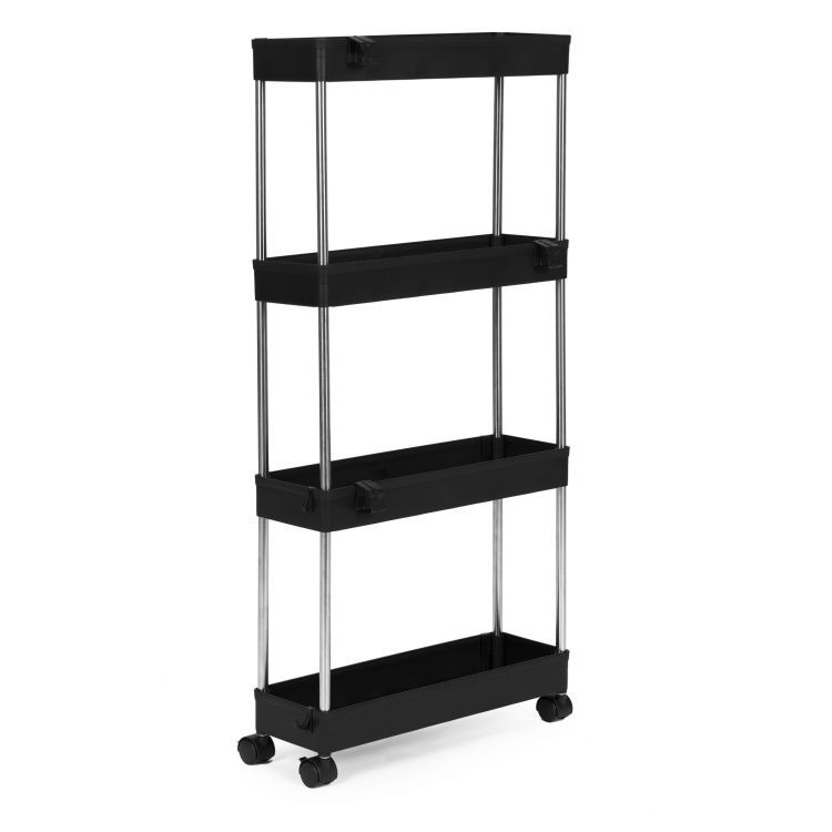 Raft de Depozitare Mobil cu 4 Polițe, Organizator Îngust 85x12,5x38,5cm - MAXY