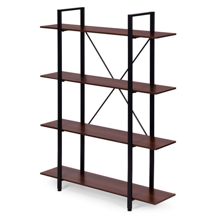 Raft Bibliotecă cu 4 Polițe în Stil Industrial 105x27,5x140cm, MDF și Metal