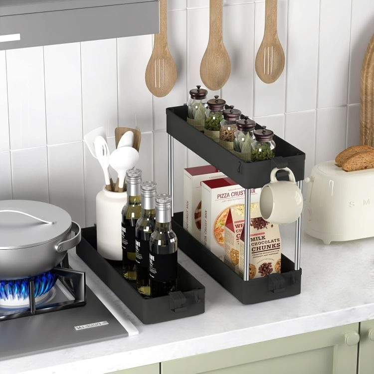 Raft de Depozitare Mobil cu 4 Polițe, Organizator Îngust 85x12,5x38,5cm - MAXY