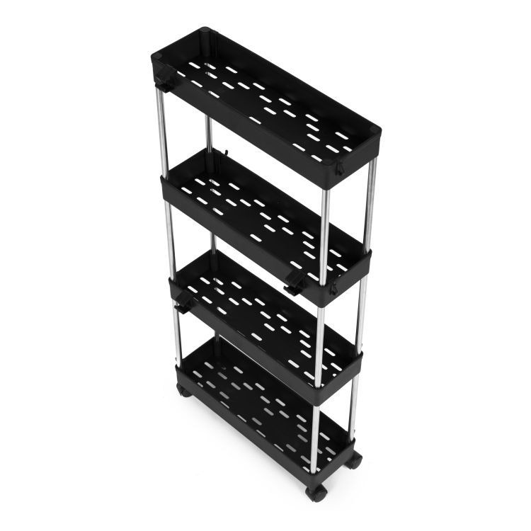 Raft de Depozitare Mobil cu 4 Polițe, Organizator Îngust 85x12,5x38,5cm - MAXY