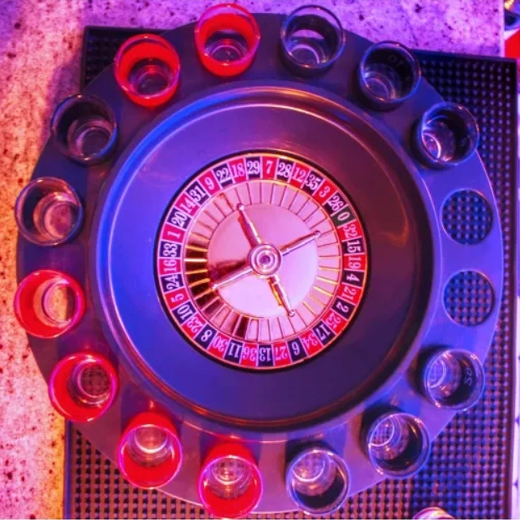 Joc Ruleta Cu 16 Pahare De Shot, 2 Bile Metalice, Joc Pentru Petreceri