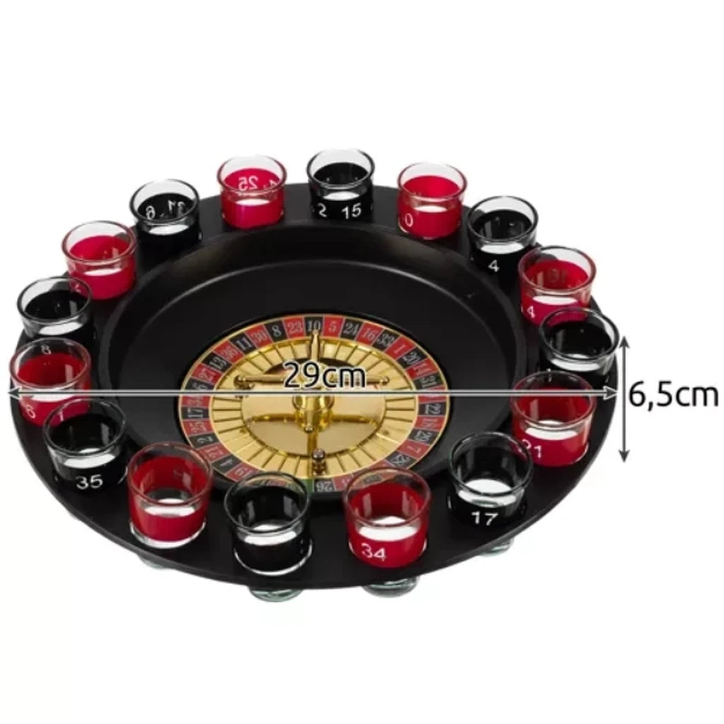 Joc Ruleta Cu 16 Pahare De Shot, 2 Bile Metalice, Joc Pentru Petreceri
