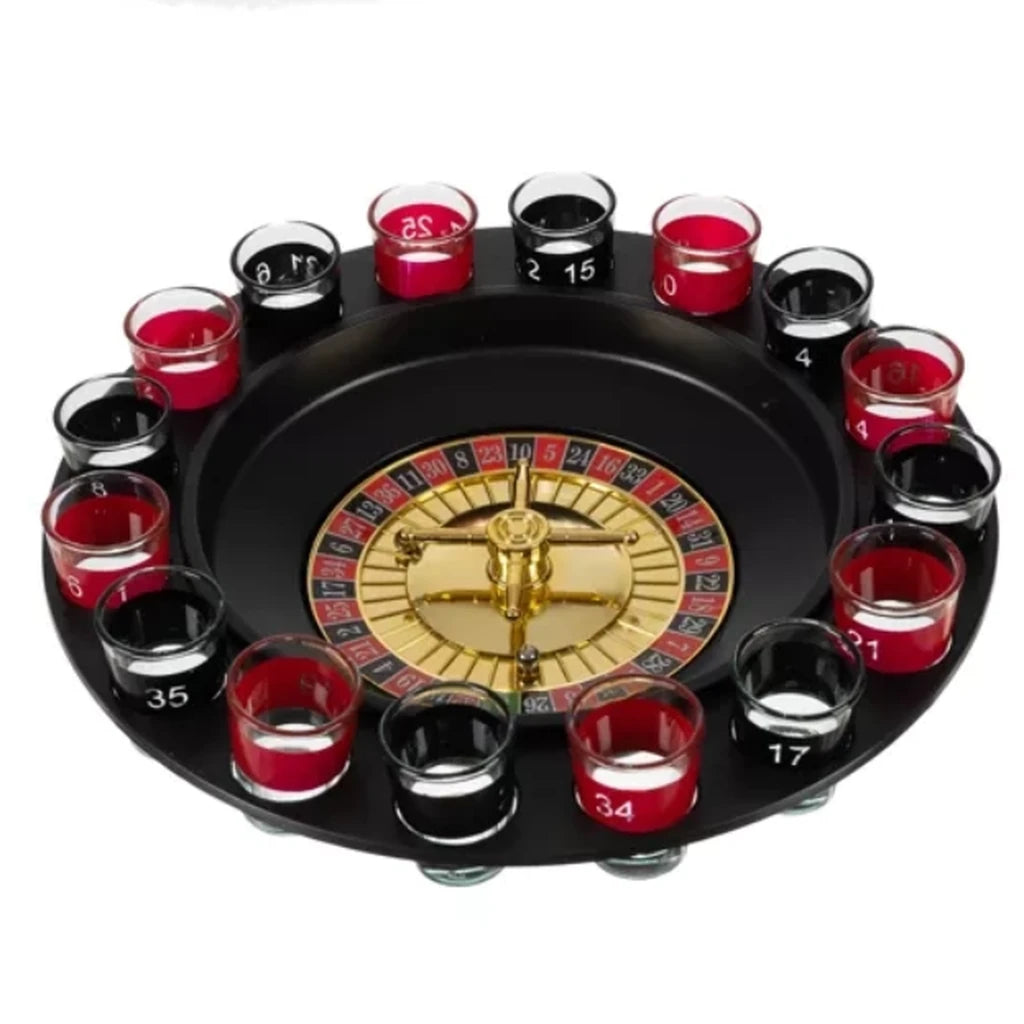 Joc Ruleta Cu 16 Pahare De Shot, 2 Bile Metalice, Joc Pentru Petreceri