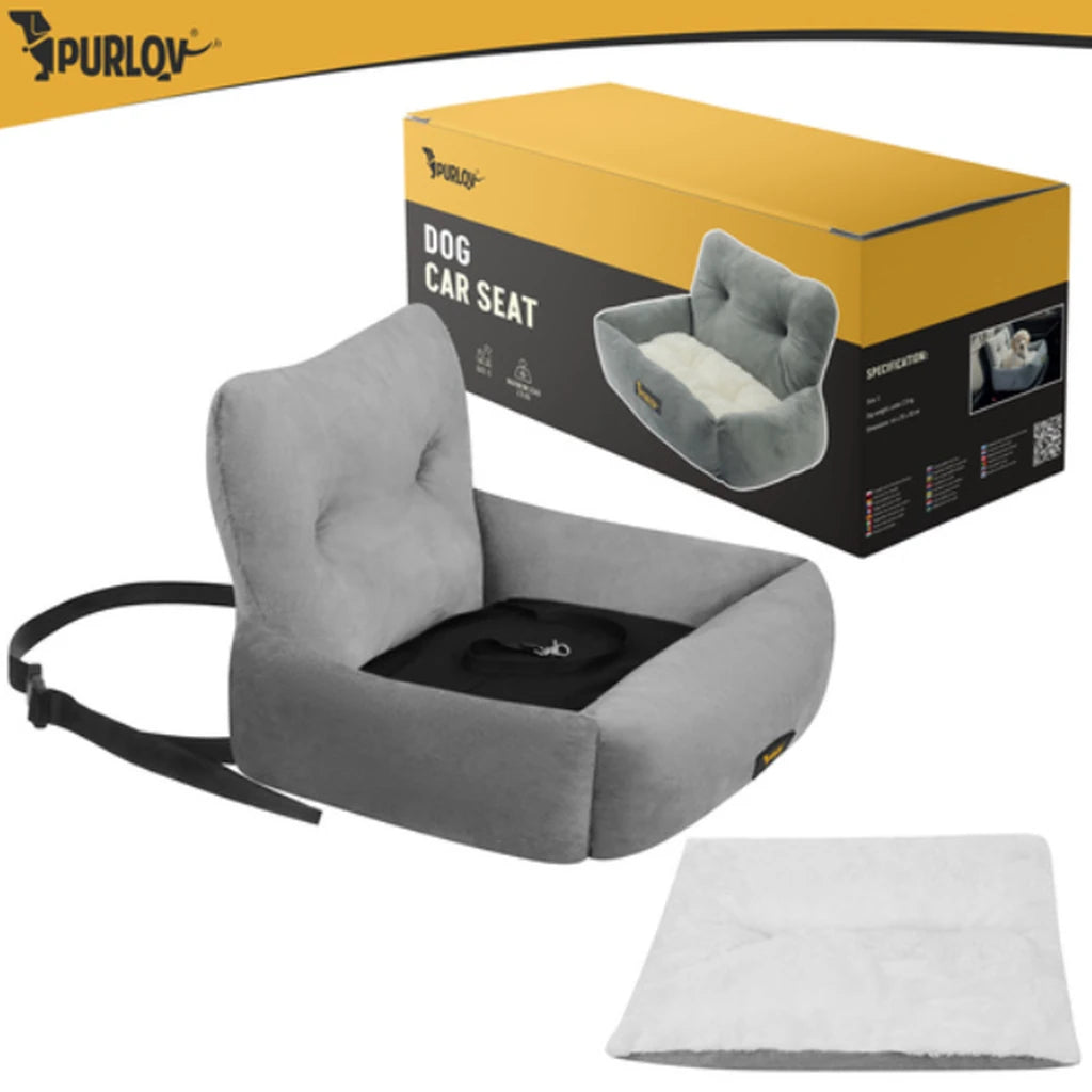 Scaun Auto pentru Câini și Pisici PURLOV, Mărimea S, Gri, până la 2,5 kg
