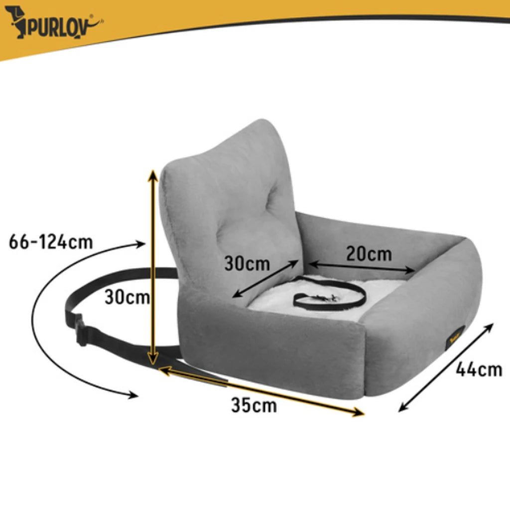 Scaun Auto pentru Câini și Pisici PURLOV, Mărimea S, Gri, până la 2,5 kg