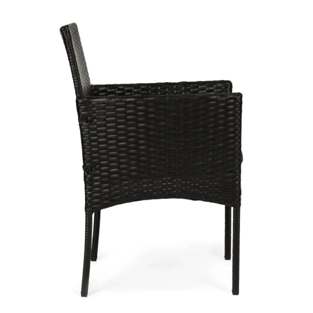 Set Mobilier de Grădină cu Masă și 2 Fotolii din Technoratan, Perne Crem, Negru