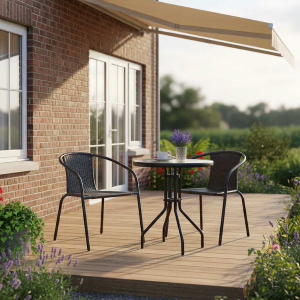 Set 2 Scaune Gradina Din Ratan, Maro Inchis, 52x60x72 cm