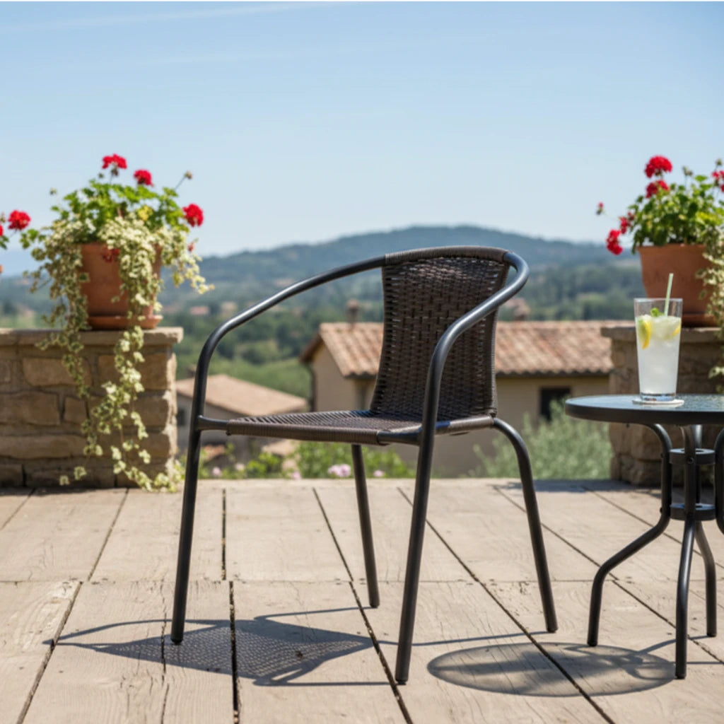 Set 6 Scaune Grădină Din Ratan Maro Închis 52x60x72 cm
