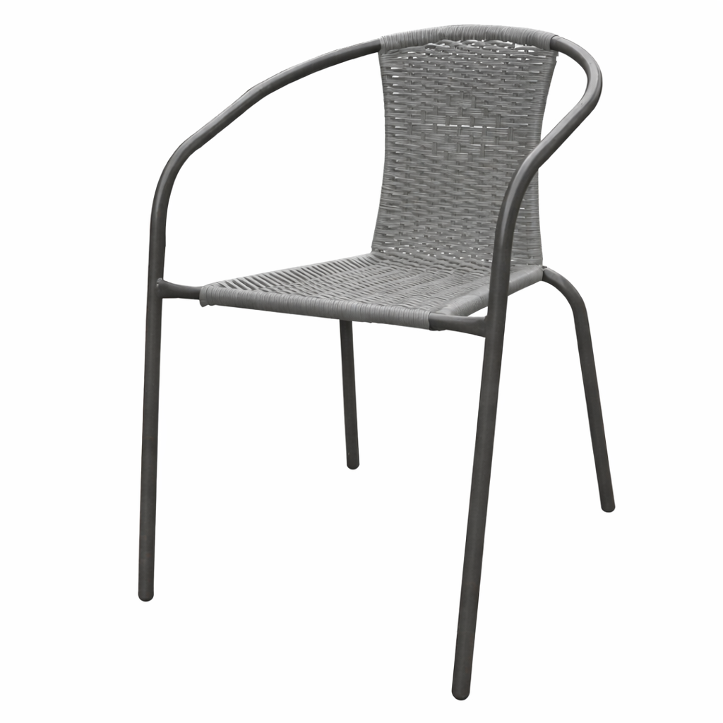 Set 4 Scaune Grădină din Ratan Gri, 52x60x72 cm