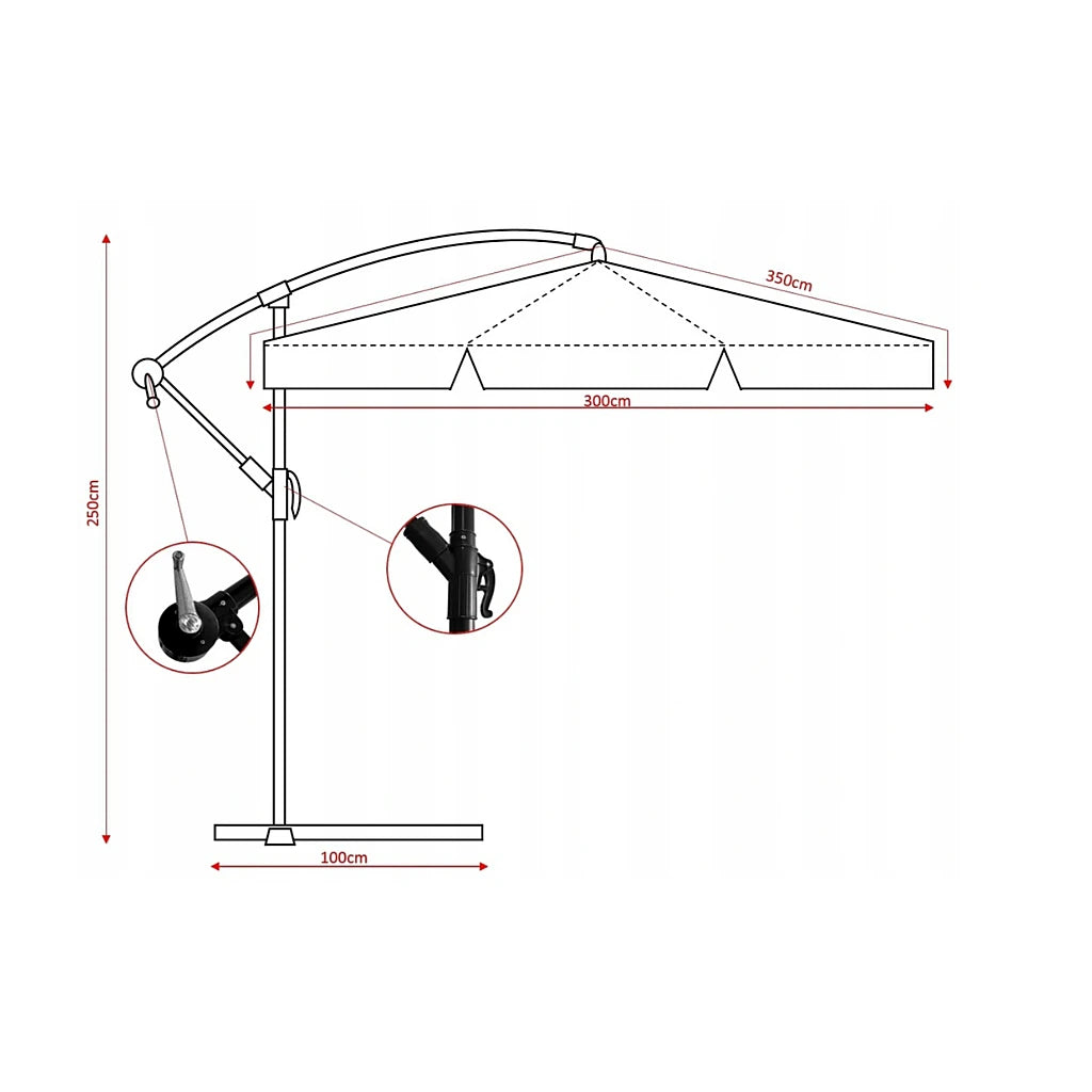 Umbrelă de Grădină Tip Banana 3 m GardenLine, cu Husă de Protecție, Bej - MAXY
