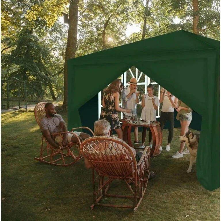 Pavilion de Grădină 3x3x2,5 m cu 4 Pereți Laterali, Verde Închis