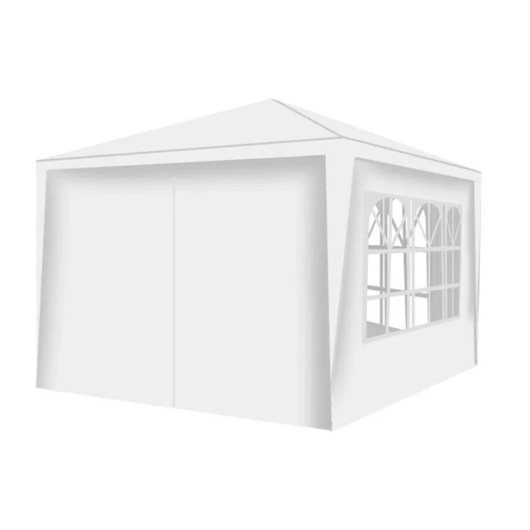 Pavilion de Grădină 3x3 m cu 4 Pereți Laterali și Ferestre, Alb
