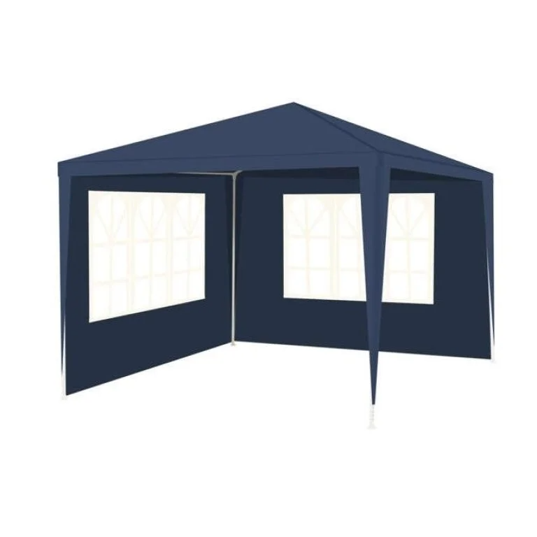 Pavilion Grădină 3x3x2.5m cu 2 Pereți Laterali Albastru - MAXY
