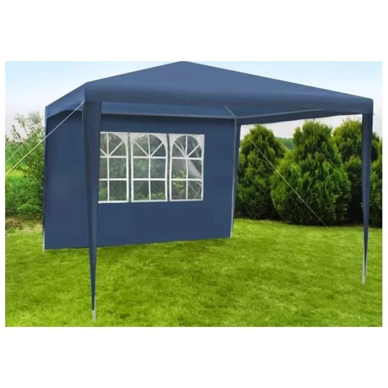 Pavilion Grădină 3x3x2.5m cu 2 Pereți Laterali Albastru - MAXY