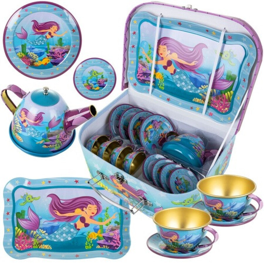Set de Ceai Pentru Copii cu Model Sirena, 9 Piese, Multicolor - MAXY