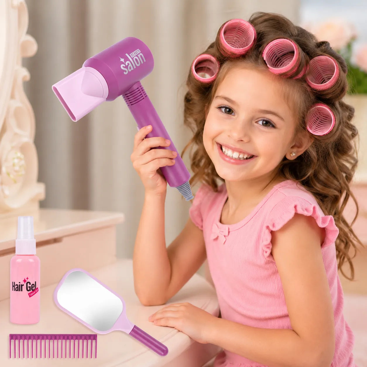Set Coafură pentru Copii cu Feon de Jucărie și Accesorii - MAXY