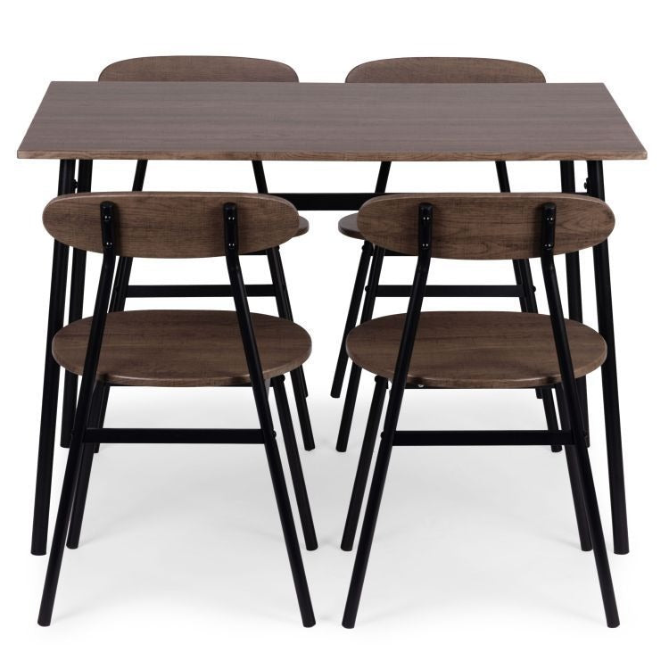 Set Masa Si 4 Scaune OSLO Pentru Sufragerie, Bucatarie, Maro Inchis
