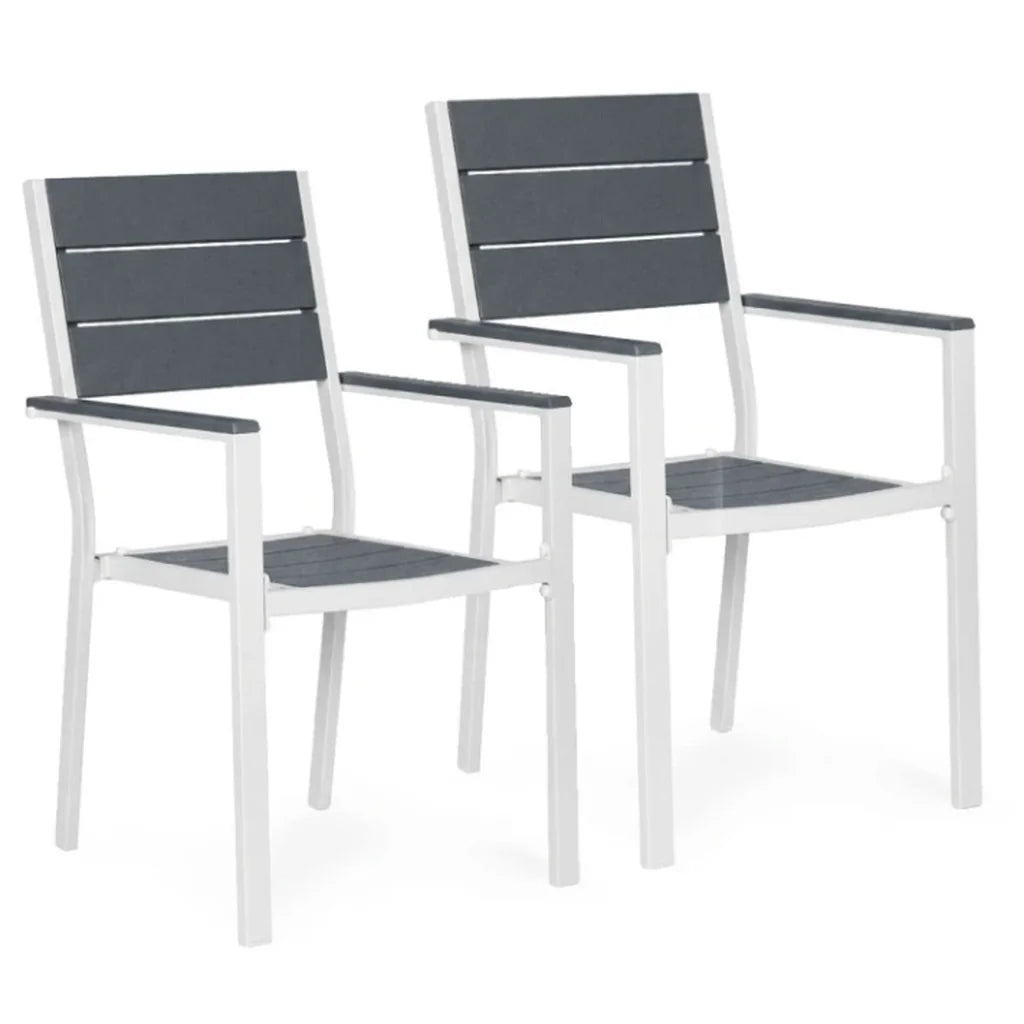 Set 2 Scaune de Grădină pentru Terasă și Balcon Gri-Alb