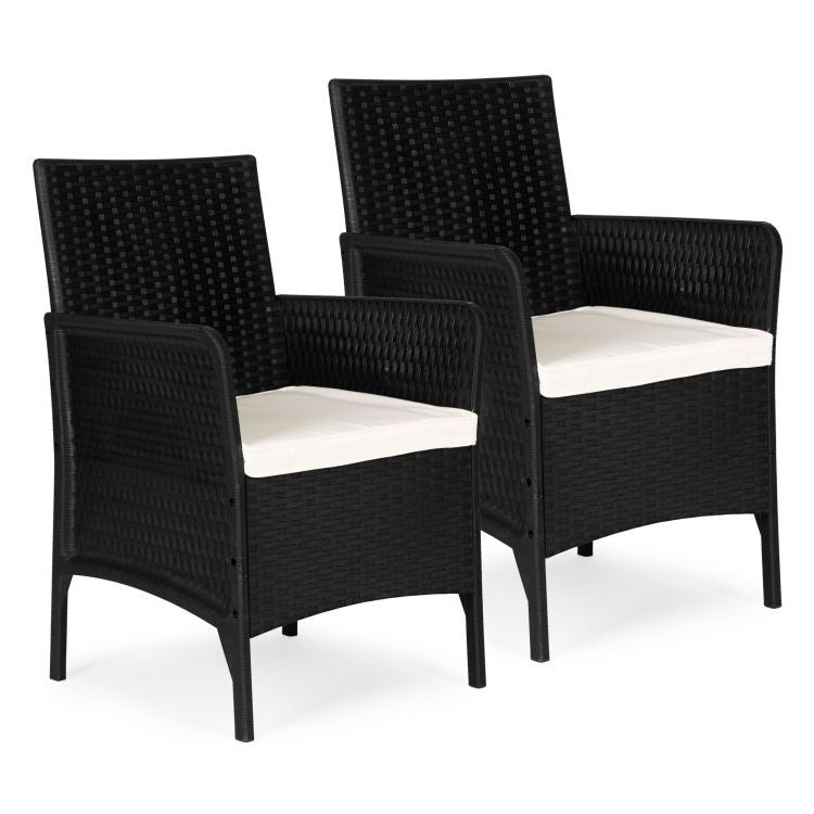 Set 2 Fotolii De Gradina Cu Perne Crem, Culoare Negru - MAXY