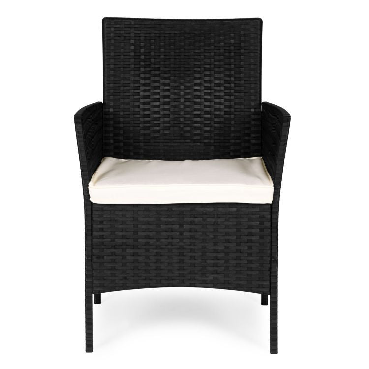 Set 2 Fotolii De Gradina Cu Perne Crem, Culoare Negru - MAXY