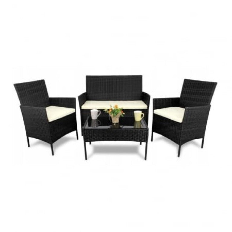 set 4 piese ratan negru