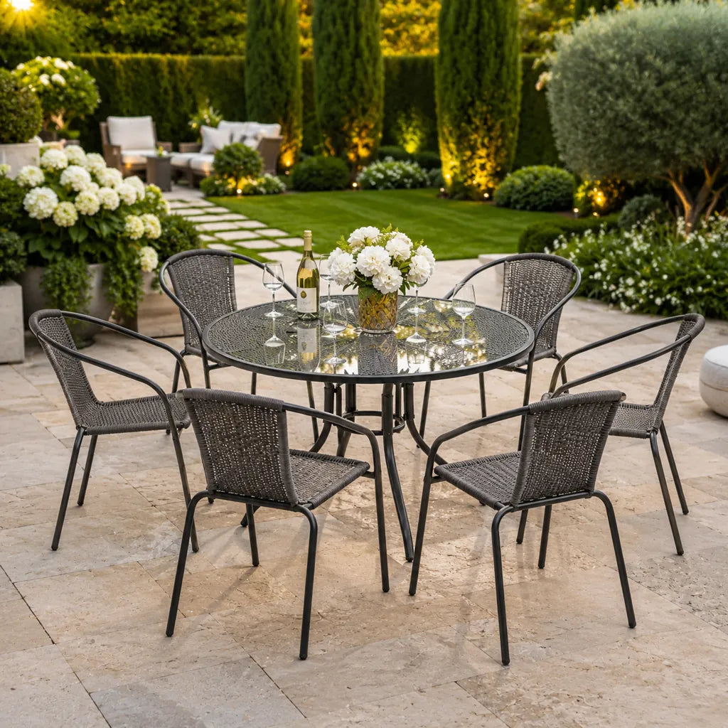 Set 6 Scaune de Grădină din Ratan Gri  52 x 60 x 72 cm