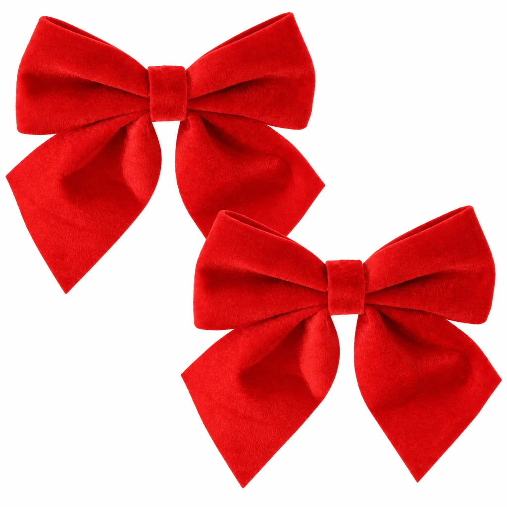 Set de 2 Fundițe de Crăciun din Catifea, Roșii, 15 cm - MAXY