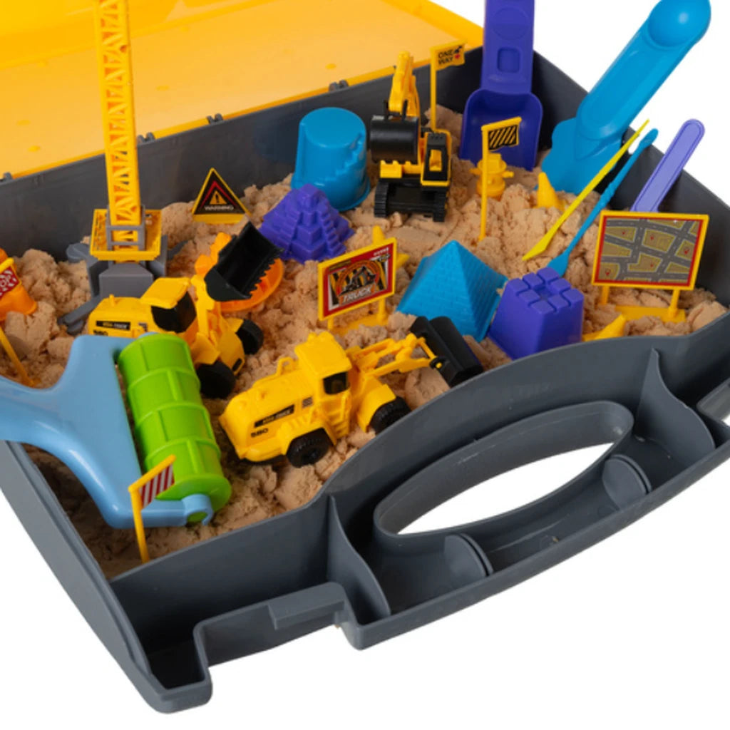 Set De Construcții Cu Nisip Creativ Și Valiză, 1500 g, Macara, Vehicule Și Accesorii