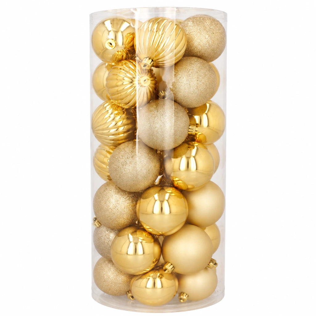 Globuri de Crăciun Aurii, Set 30 Bucăți, Diametru 7 cm - MAXY