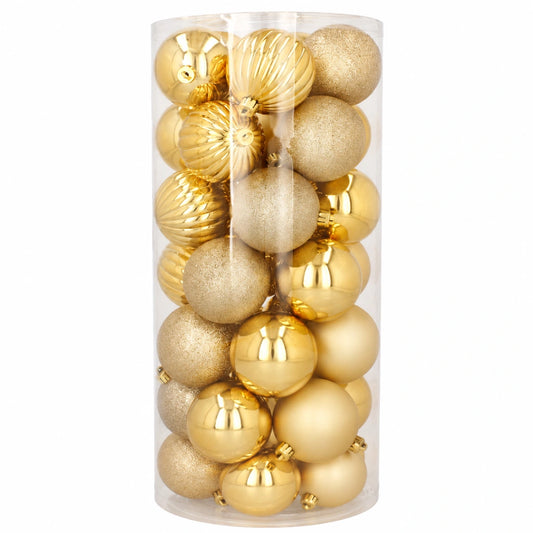 Globuri de Crăciun Aurii, Set 30 Bucăți, Diametru 7 cm - MAXY