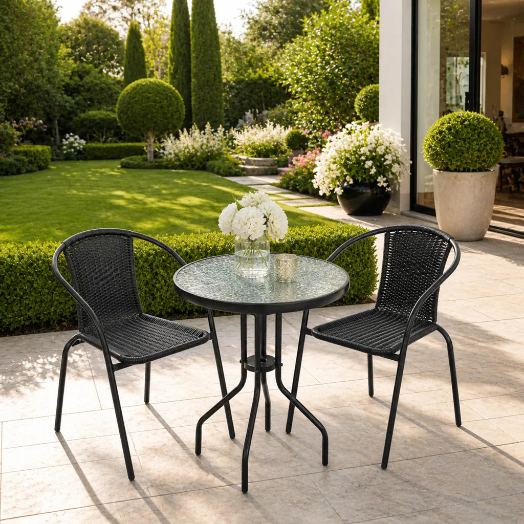 Mobilier Terasă Set Masă Rotundă cu 2 Scaune - MAXY