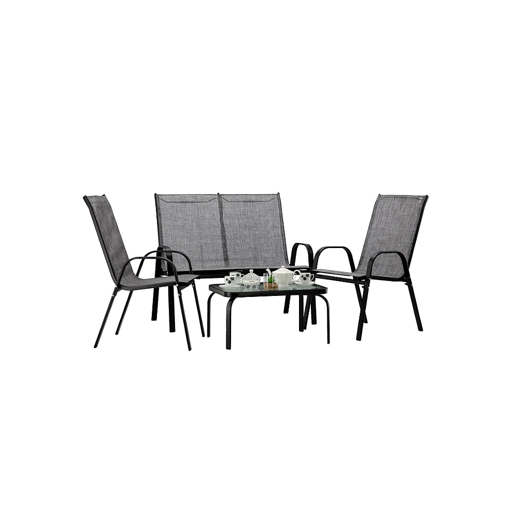 Set Mobilier de Grădină Gri cu Masă, 2 Scaune și Canapea - MAXY