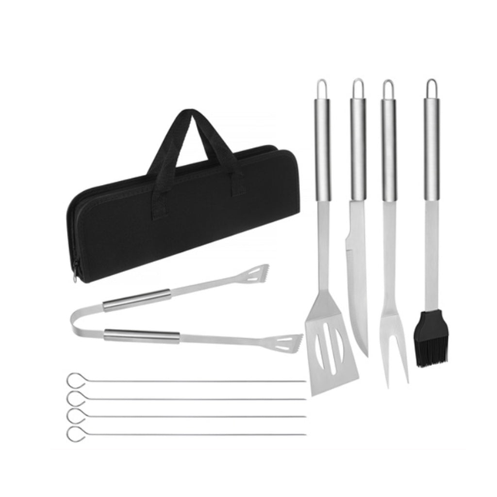 Set Ustensile pentru Gratar 9 Piese din Inox cu Etui pentru Depozitare - MAXY