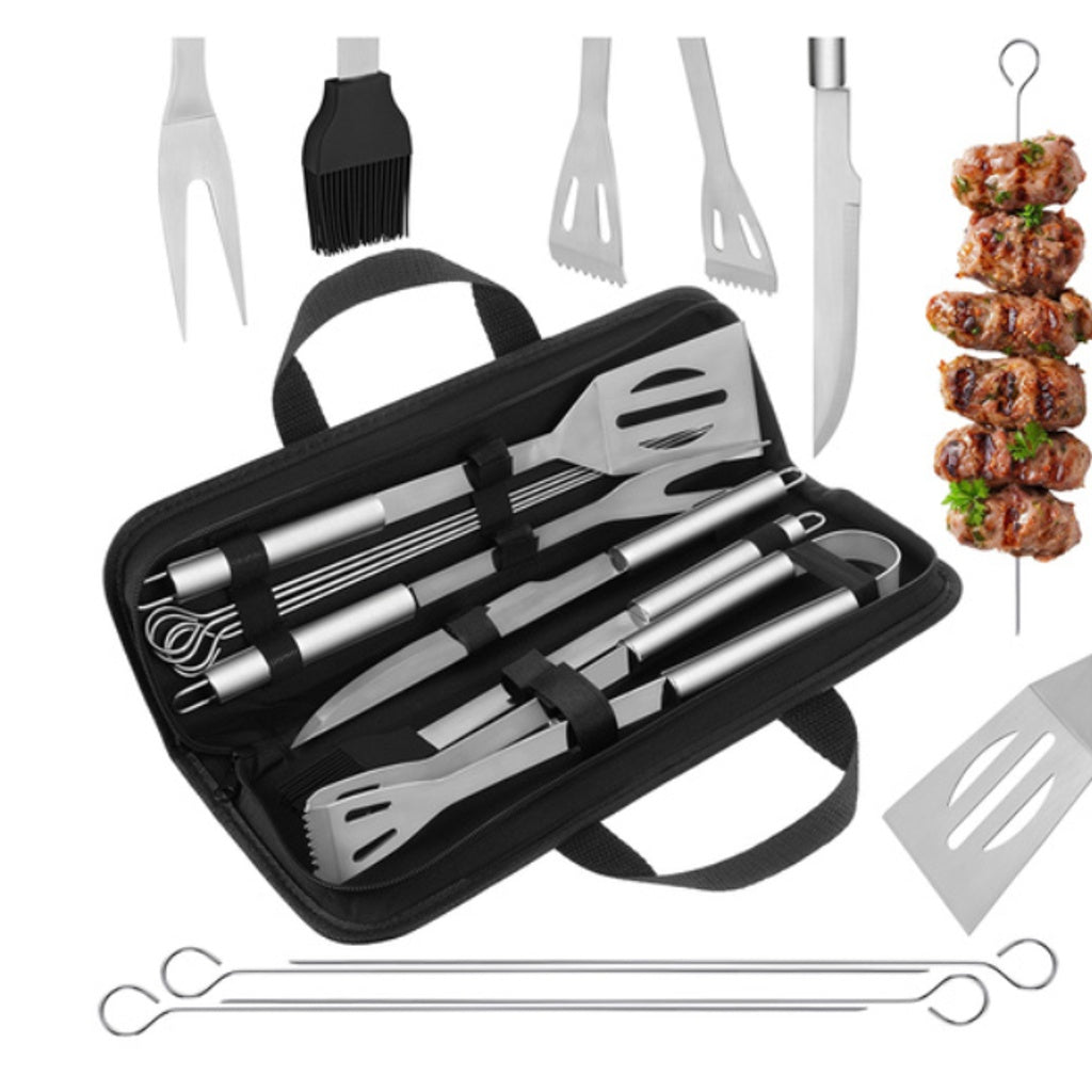 Set Ustensile pentru Gratar 9 Piese din Inox cu Etui pentru Depozitare - MAXY