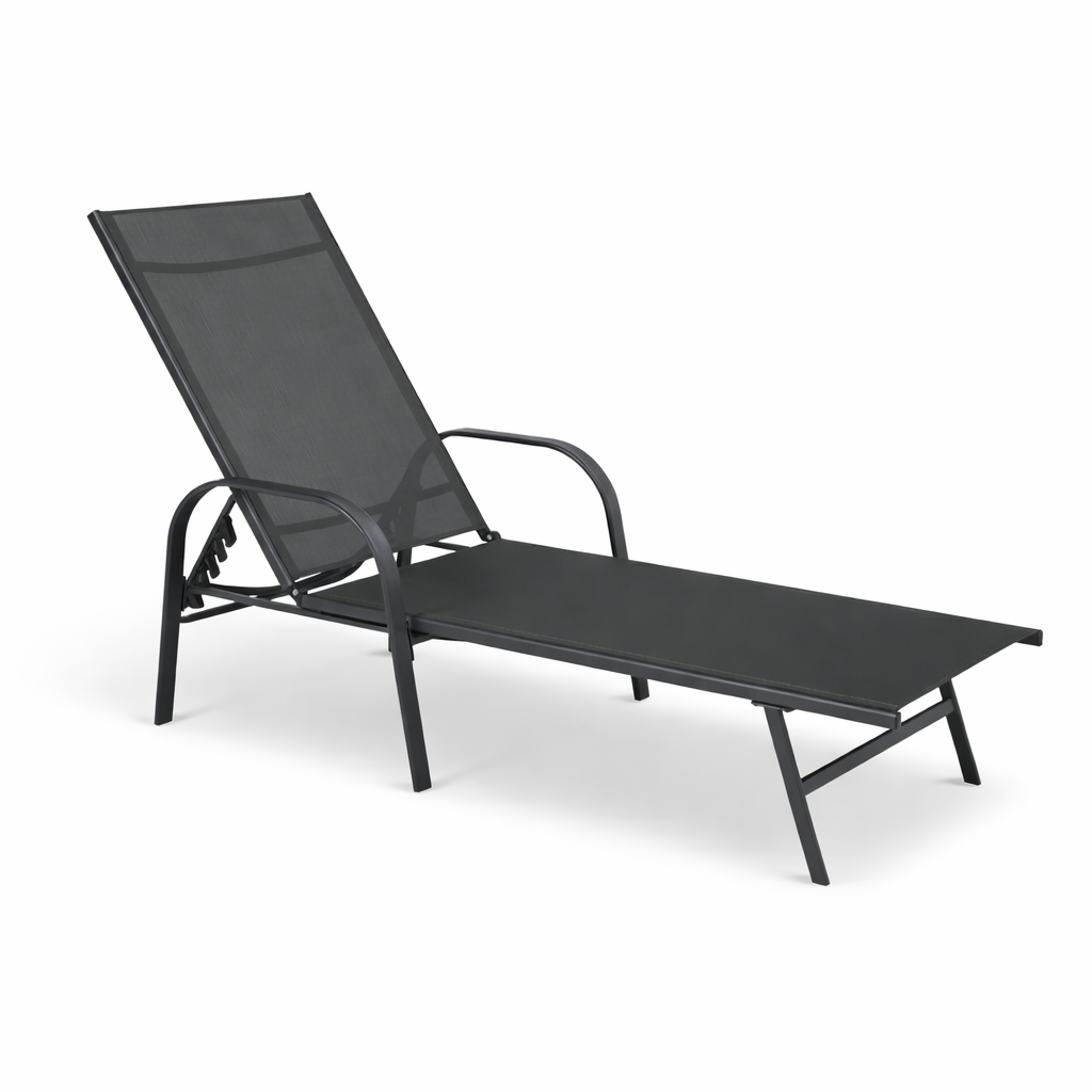 Sezlong De Gradina Reglabil, 195x69x94 cm, Gri Inchis