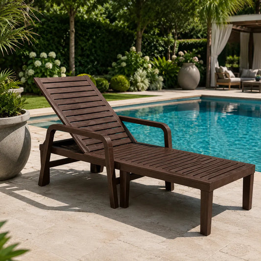 Șezlong de Grădină pentru Relaxare Exterior 192 x 66 x 33 cm, Maro Închis