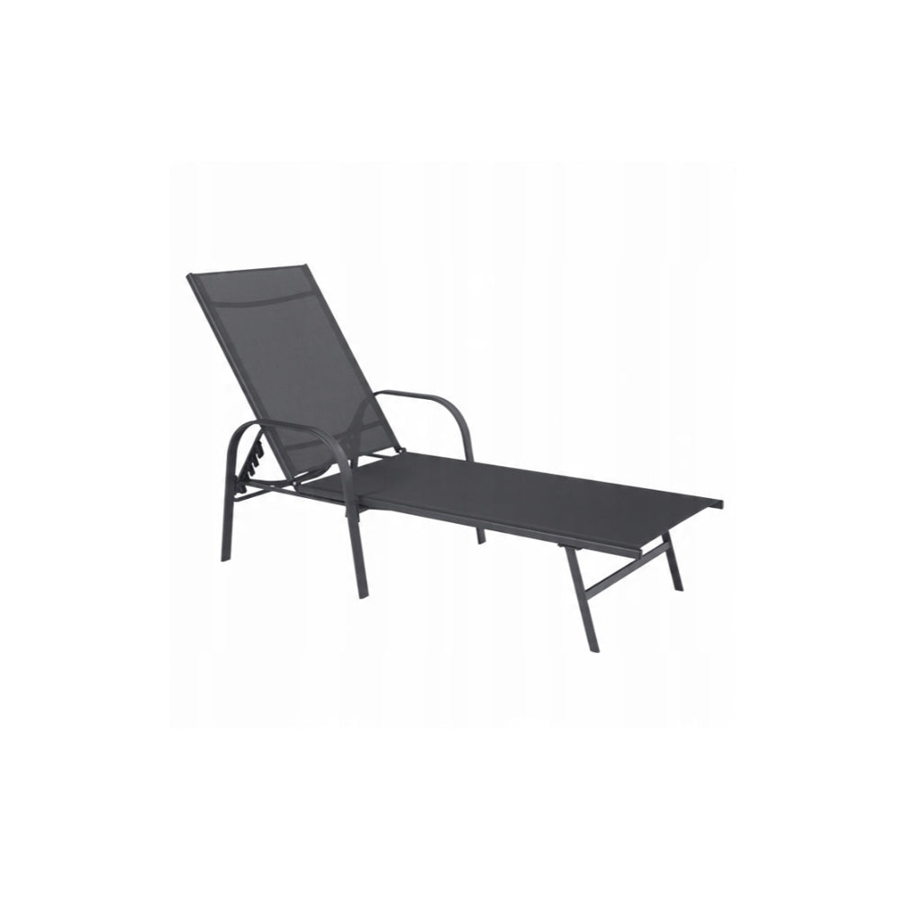 Sezlong De Gradina Reglabil, 195x69x94 cm, Gri Inchis