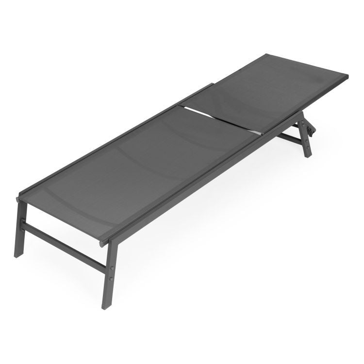 Sezlong De Gradina, Dimensiune 162x65x7cm, Culoare Gri - MAXY