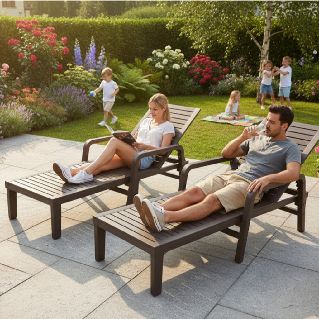 Șezlong de Grădină pentru Relaxare Exterior 192 x 66 x 33 cm, Maro Închis