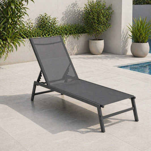 Sezlong De Gradina, Dimensiune 162x65x7cm, Culoare Gri - MAXY