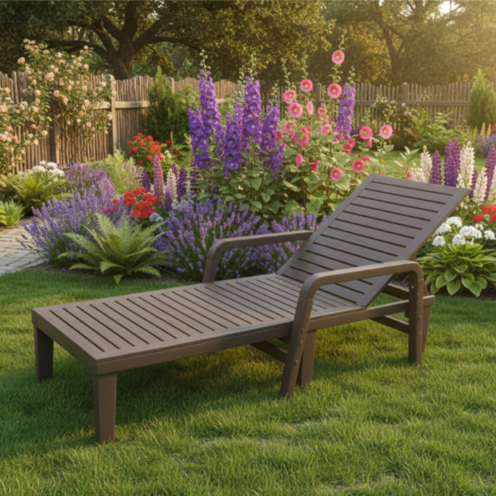 Șezlong de Grădină pentru Relaxare Exterior 192 x 66 x 33 cm, Maro Închis