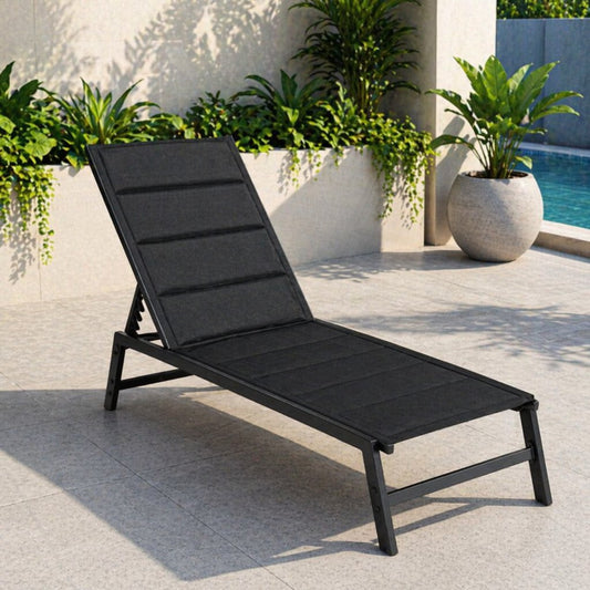 Sezlong De Gradina, Dimensiune 162x65x7cm, Culoare Negru - MAXY