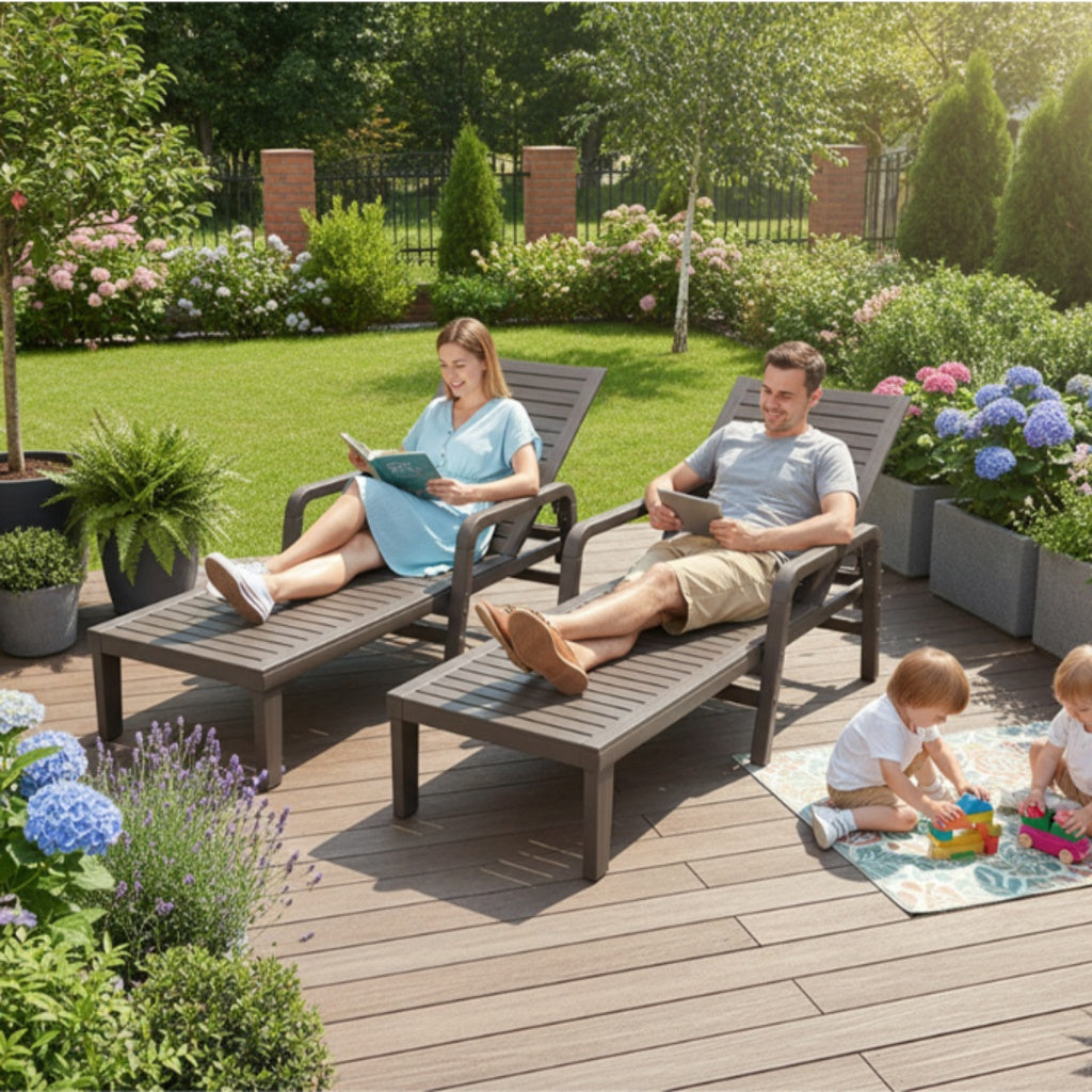 Șezlong de Grădină pentru Relaxare Exterior 192 x 66 x 33 cm, Maro Închis