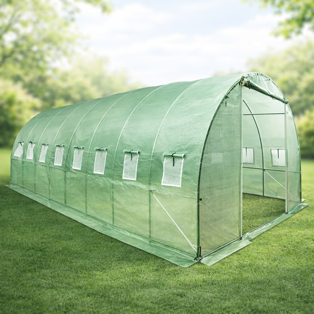 Sera gradina 12x3x2m tip tunel pentru legume, solar gradina 12x3m verde - MAXY