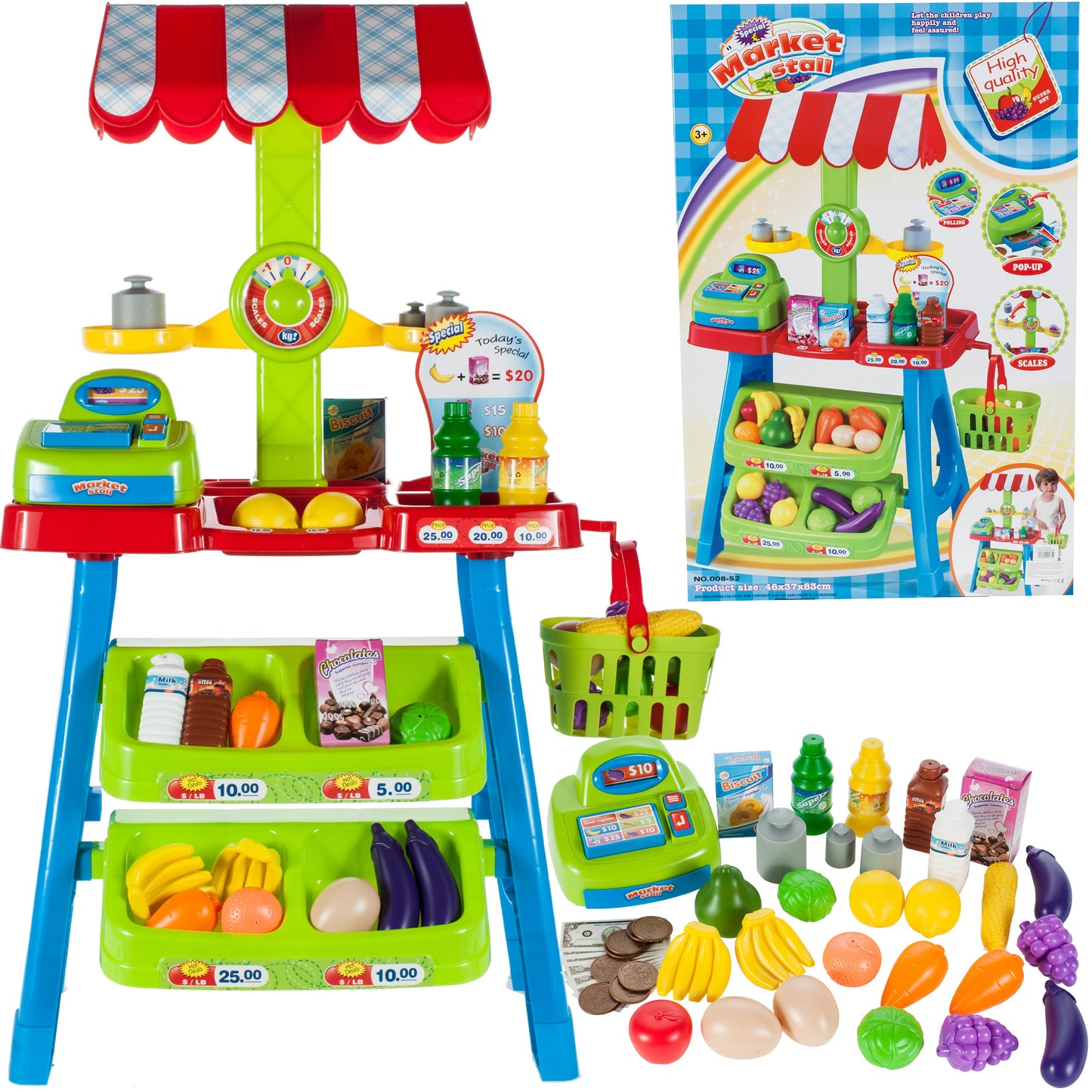 Stand Fructe Si Legume Pentru Copii , 30 Piese, Multicolor, 3+ Ani - MAXY